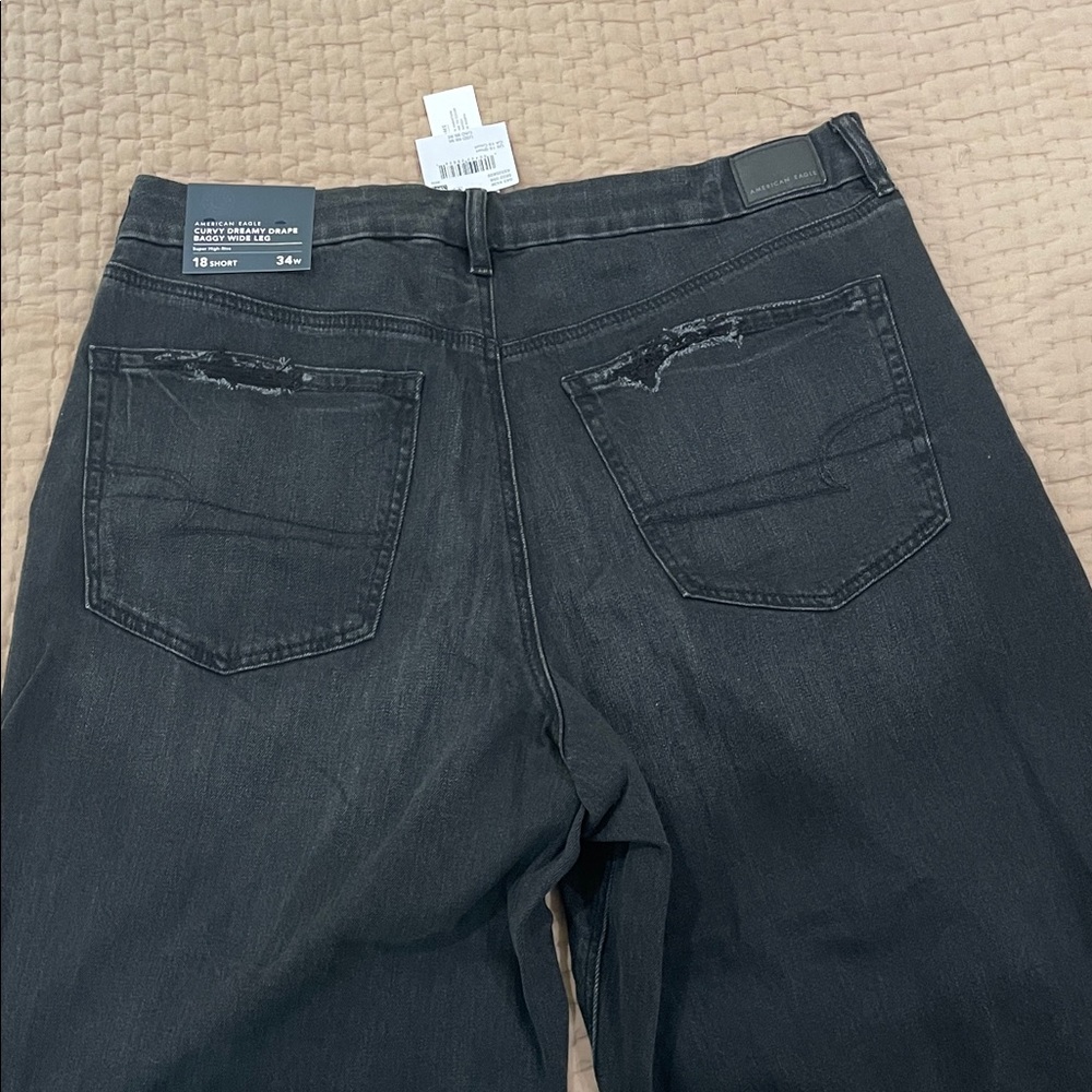 American Eagle Outfitters Black Wide Leg Flare Jeans - Picture 4 of 7